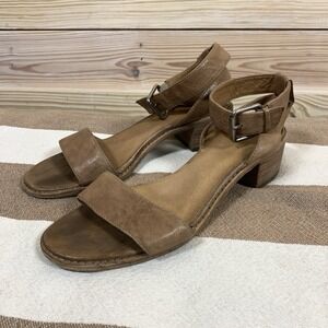 Frye Sandals 8.5 Cindy 2 Piece Ankle Buckle Brown Leather Block Western Boho